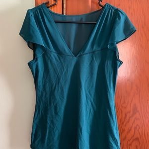 Dark turquoise short sleeve blouse